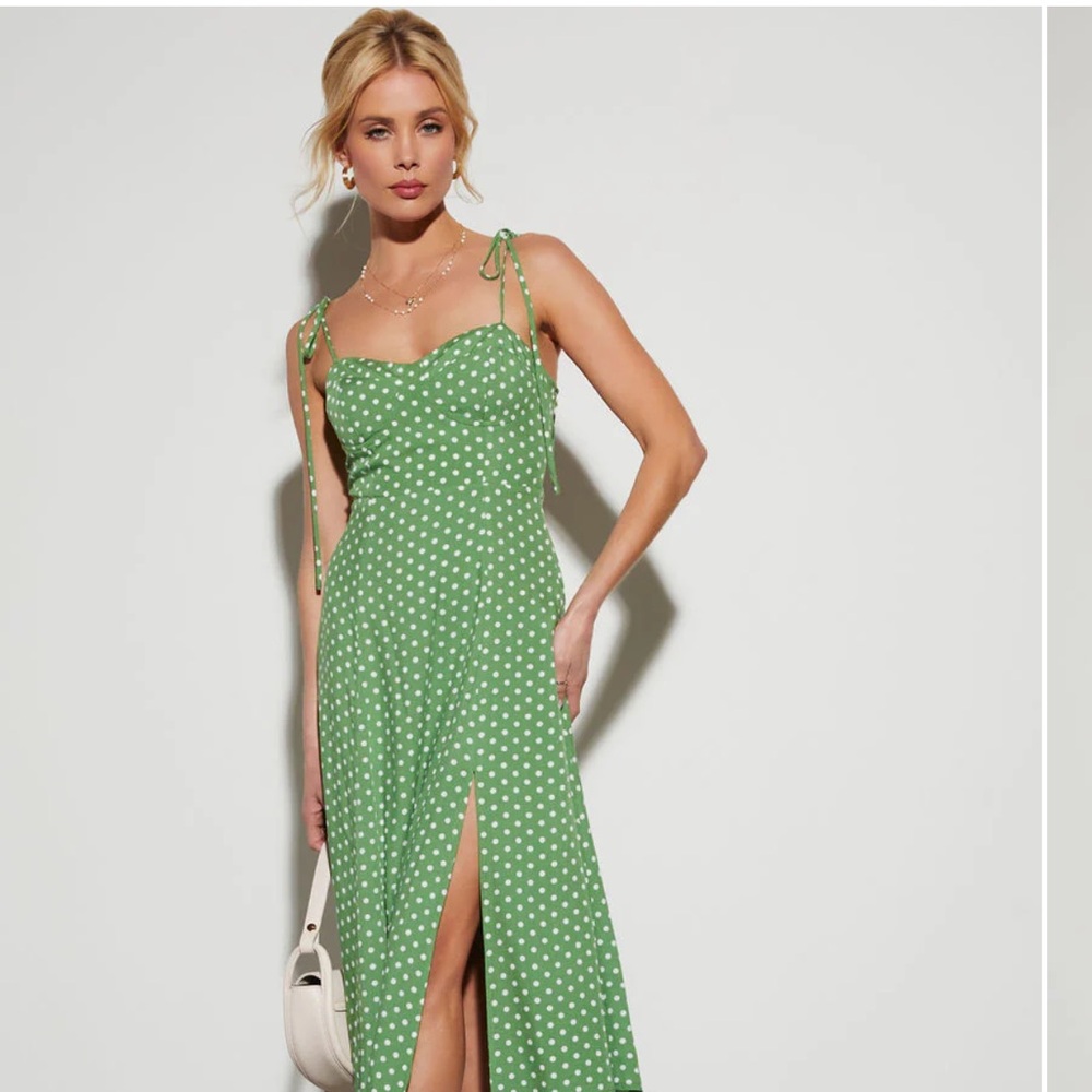 VICI | Evergreen Polka Dot Midi Dress